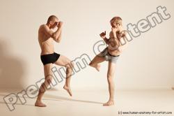 Underwear Martial art Man - Man White Moving poses Slim Short Blond Dynamic poses Academic